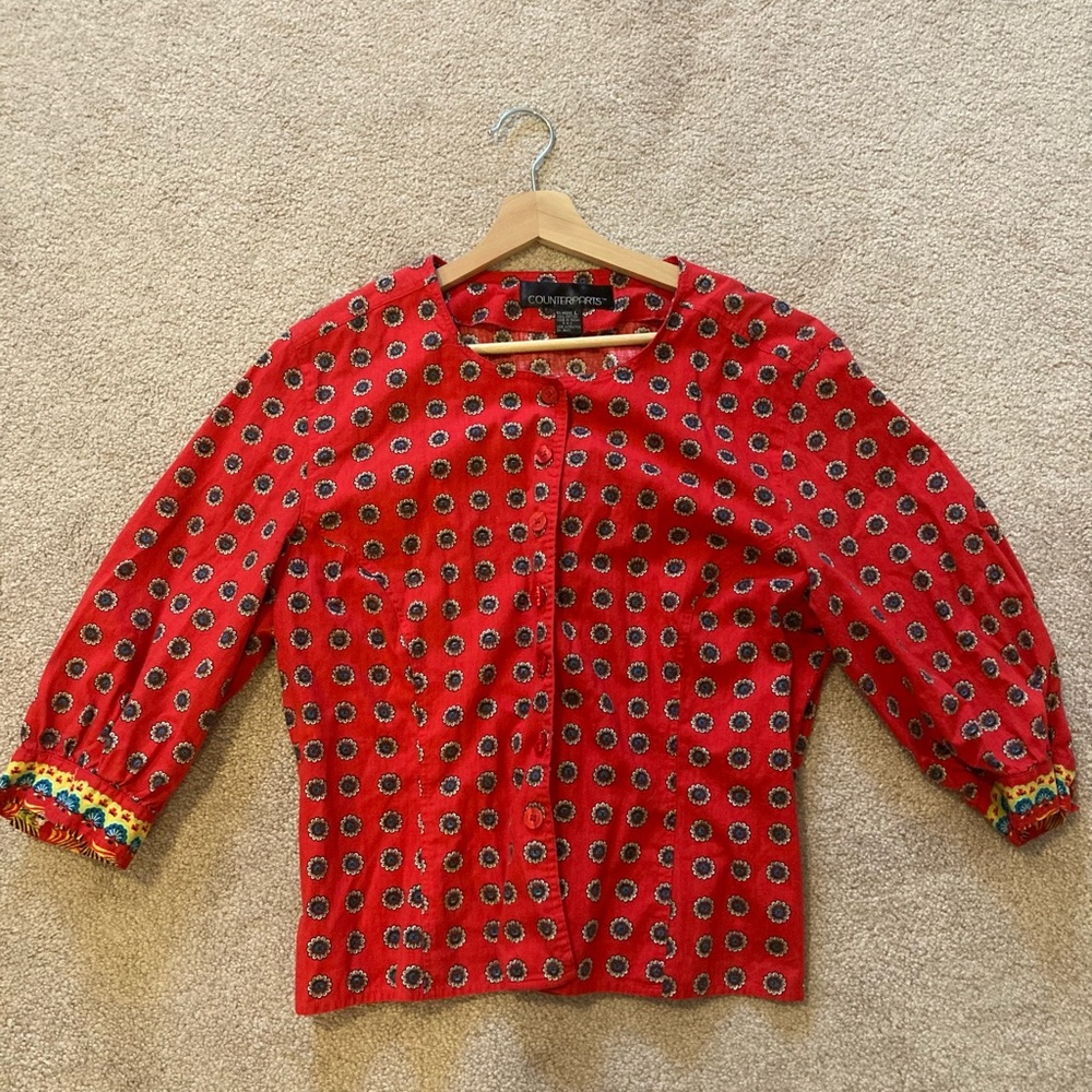 Counterparts Long Sleeve Button Down Funky Red Design